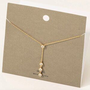 1 LEFT!! STEVIE GOLD Y CHAIN RHINESTONE NECKLACE